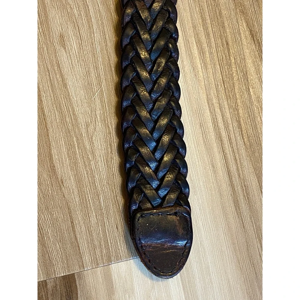 Dockers Mens Dark Brown Braided Leather Belt Full Grain Cowhide Size 38